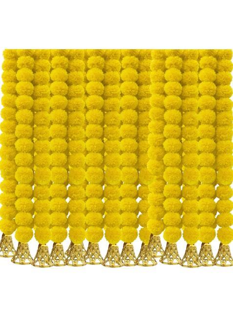 Dryphon Marigold Garlands Decoration with Bell Artificial Flowers for Decorations Hanging Garlands Pack of 20