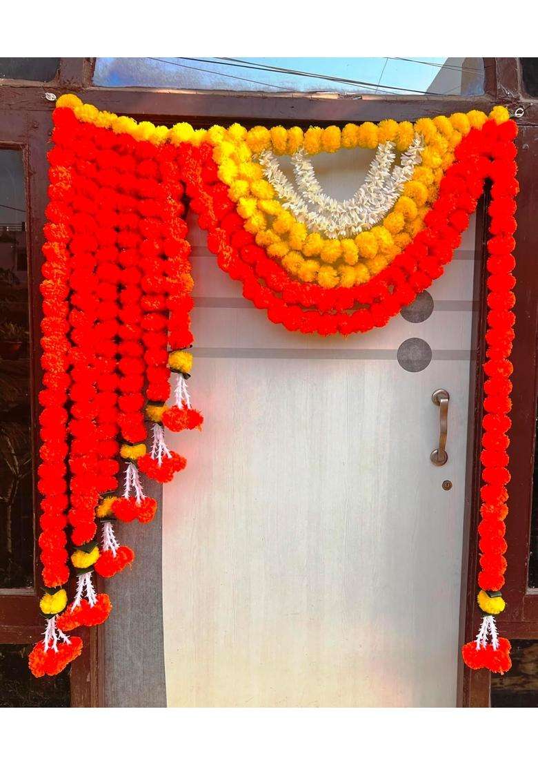 Rajasthan Kraft Artificial Flower Bandanwar 40 Inch Makar Sankranti Festival Door Hanging - Indya