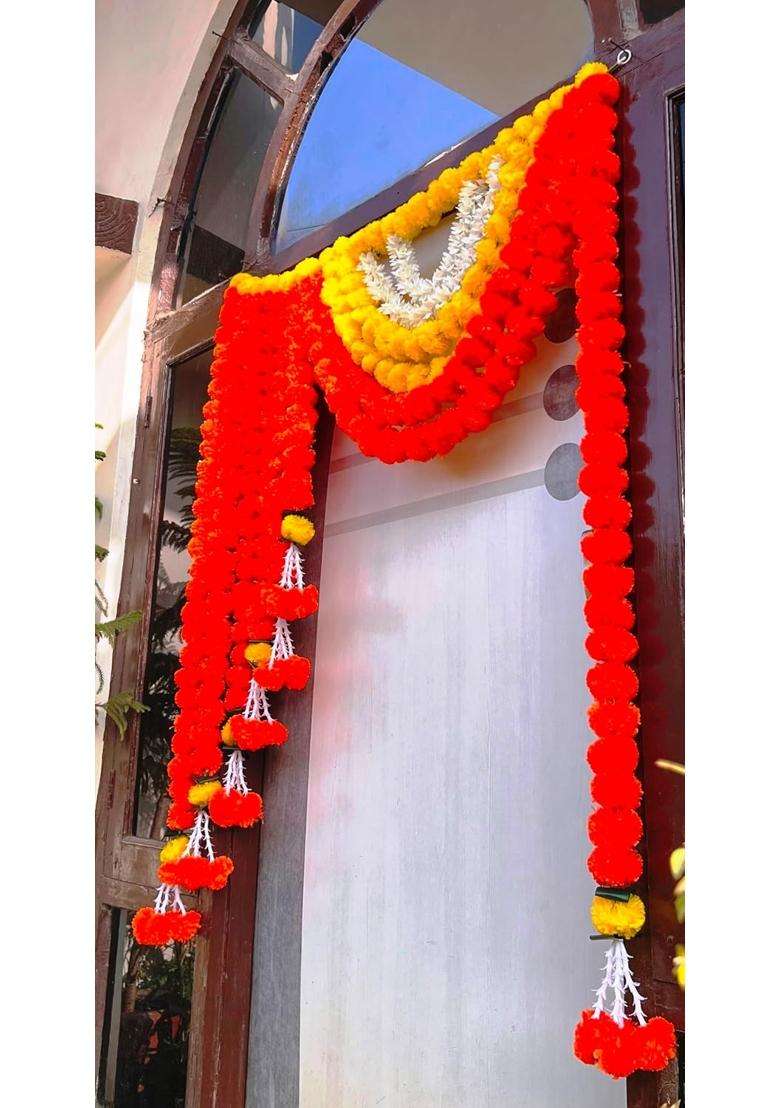 Rajasthan Kraft Artificial Flower Bandanwar 40 Inch Makar Sankranti Festival Door Hanging - Indya