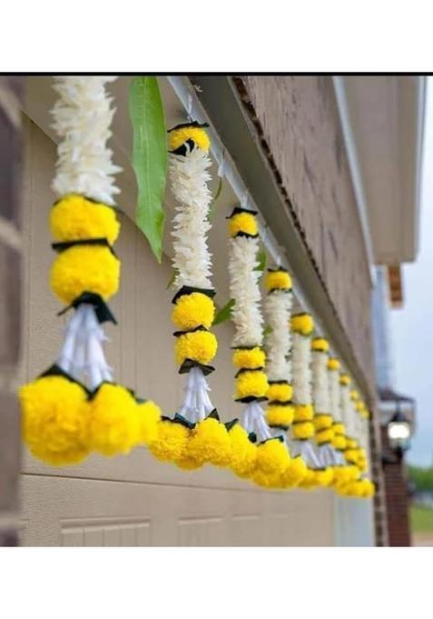 S2S Plastic Artificial White Gajra Jasmine Marigold Flower Strings Wedding Rations Event R Pack of 10