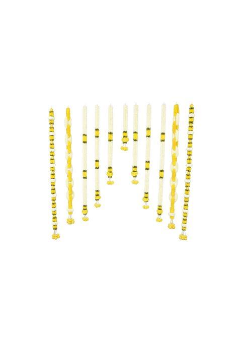 Daedal Crafters Decending Order Flower Back Drops Pieces White with Yellow Pack of 11