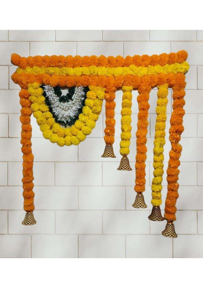 Nutts Artificial Marigold Flower Toran Bandhanwar Door Decoration - Indya