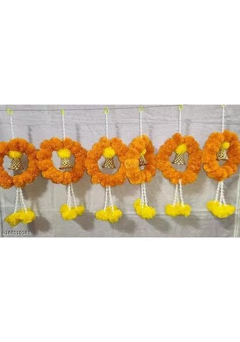 Artificial Marigold Fluffy Flowers Hanging Trending Marigold Decoration Pack of 6