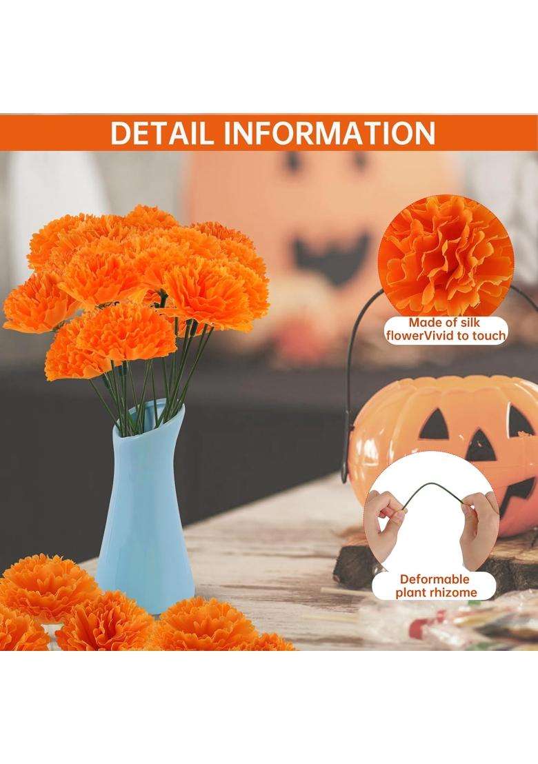 Hananona Artificial Marigold Flower 50Pcs Silk Marigold Heads Bulk - Indya