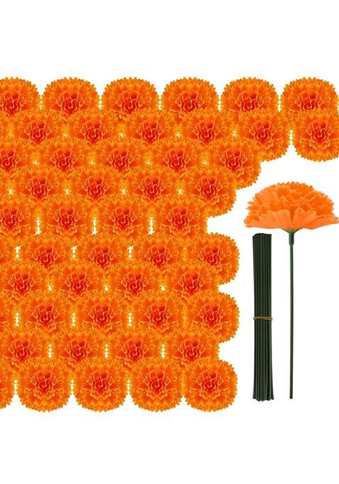Hananona Artificial Marigold Flower 50Pcs Silk Marigold Heads Bulk