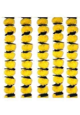 Cottontee Marigold Garland for Decoration 4 Point 8 Feet Long Strands Artificial Pack of 20