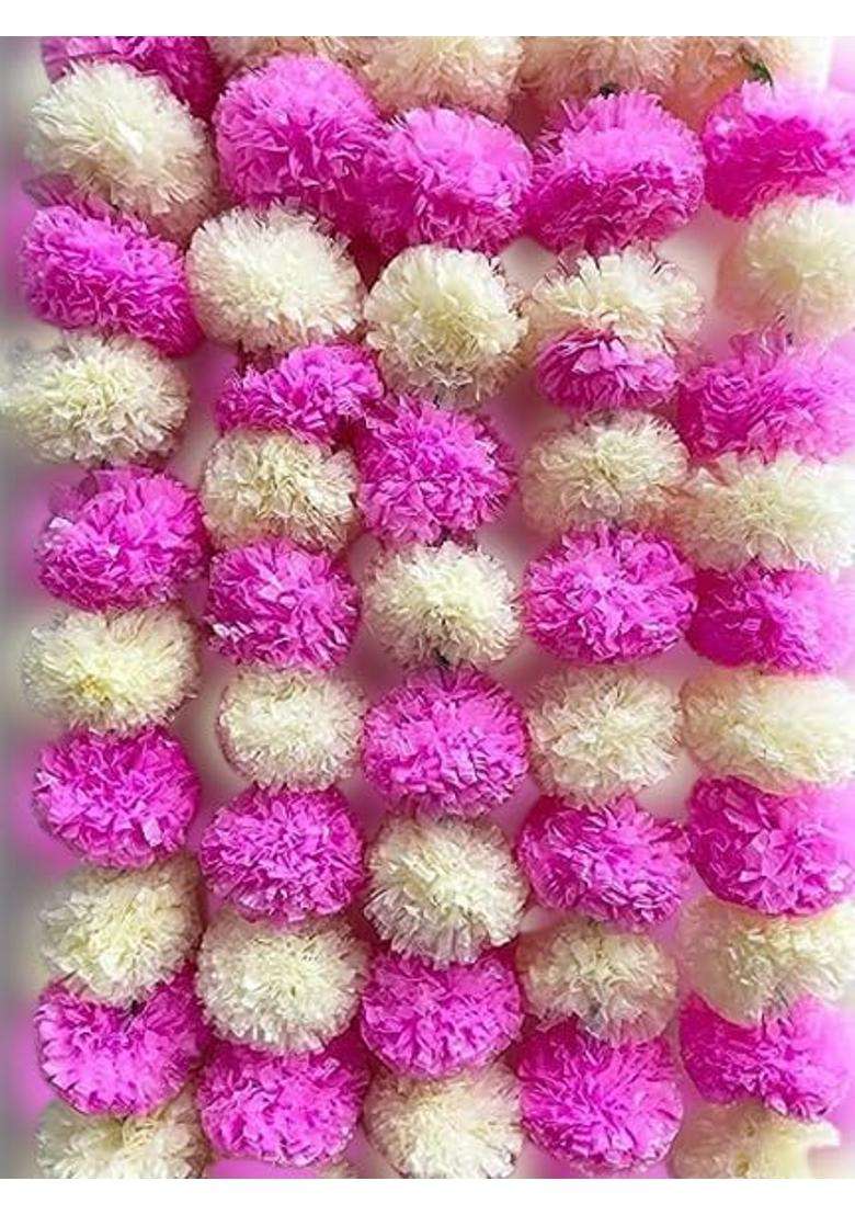 Artificial Marigold Decorative Flower Garlands String for Diwali Navratri Pack of 10 - Indya