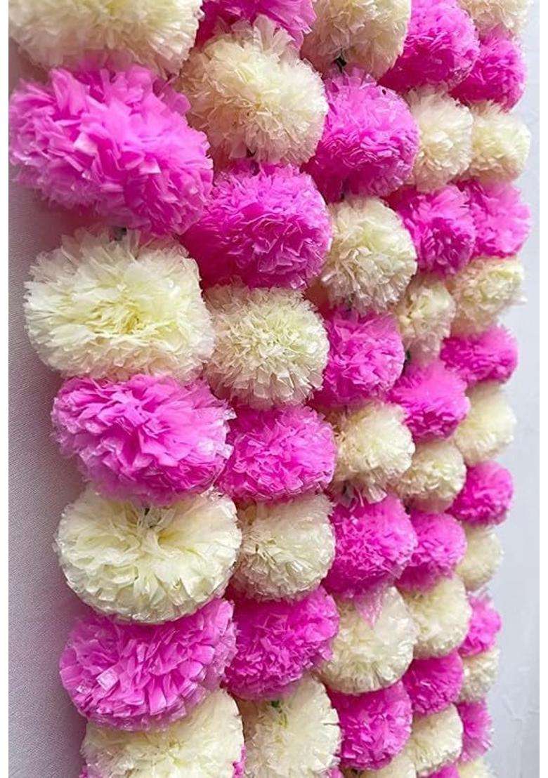 Artificial Marigold Decorative Flower Garlands String for Diwali Navratri Pack of 10 - Indya