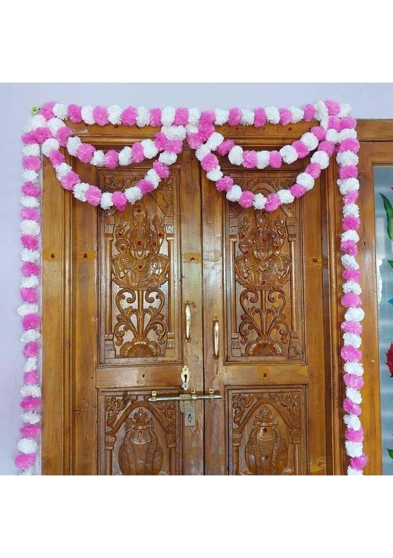 Artificial Marigold Decorative Flower Garlands String for Diwali Navratri Pack of 10 - Indya