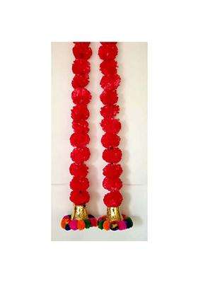 Prahll Artificial Marigold Flower Garlands Hanging Toran for Door and Wall with 3 Inch Golden Bell Pack of 2
