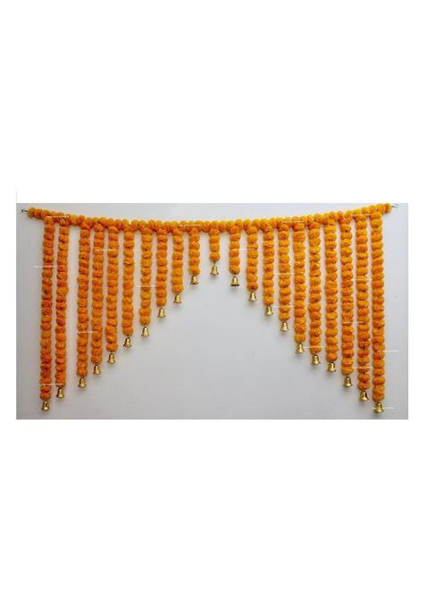 Sphinx Artificial Marigold Fluffy Flowers and Golden Silver Hangings Grand Entrance Shamiyana Mandap Toran