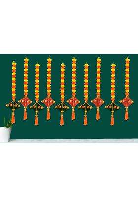 Craftvatika Artificial Marigold Fluffy Flowers with Handmade Kites Wall Door Hanging Latkans for Diwali
