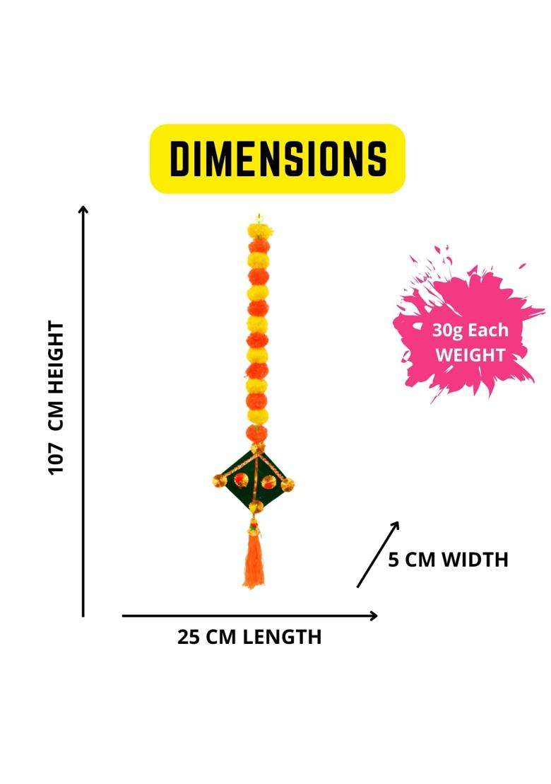 Craftvatika Artificial Marigold Fluffy Flowers with Handmade Kites Wall Door Hanging Latkans for Diwali - Indya
