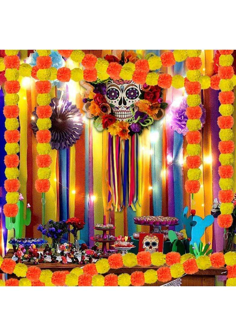 The Decor Affair Marigold Garland for Decoration Long Strands Artificial Marigold Flowers for Diwali Party - Indya