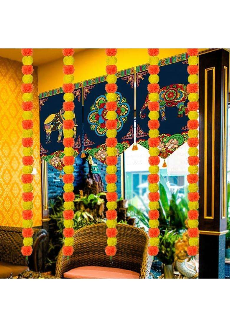 The Decor Affair Marigold Garland for Decoration Long Strands Artificial Marigold Flowers for Diwali Party - Indya