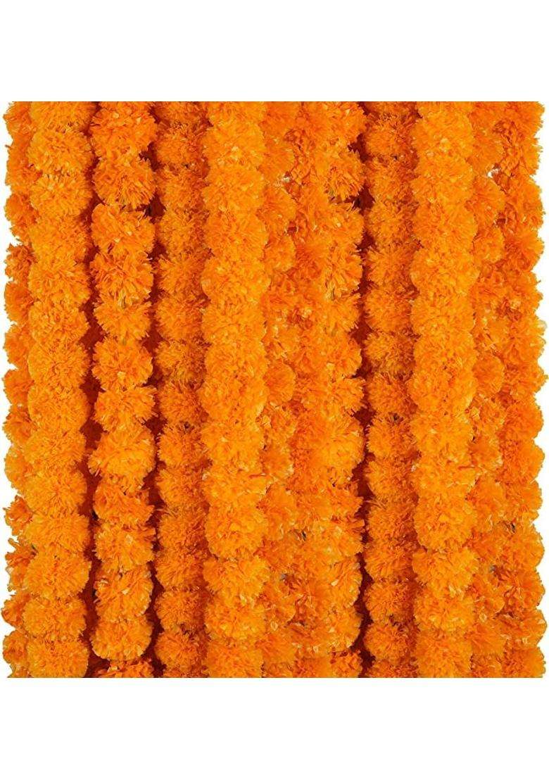 The Decor Affair Artificial Marigold Garland for Decoration 4 Point 3 Feet Long Strands Home Decor Flower - Indya