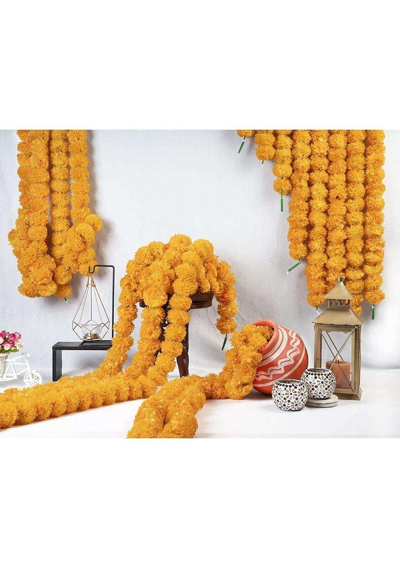 The Decor Affair Artificial Marigold Garland for Decoration 4 Point 3 Feet Long Strands Home Decor Flower - Indya