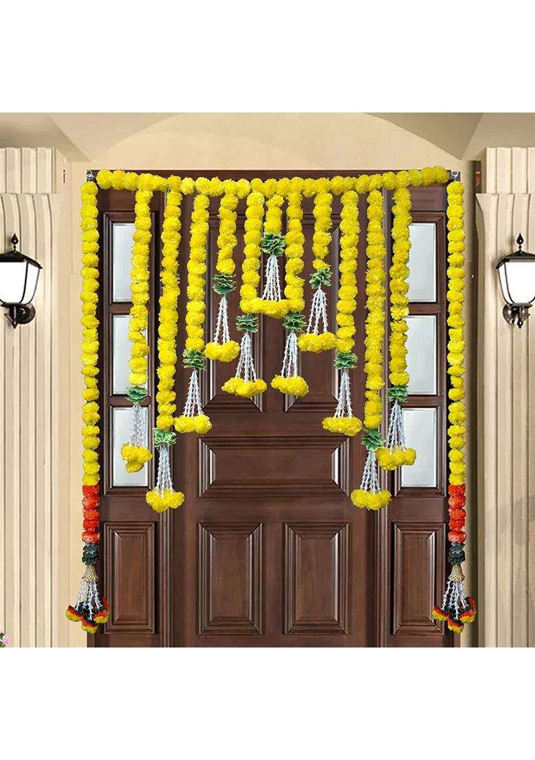 Shreya Fashion Artificial Marigold Flowers Garlands Hanging Door Toran Doorway for Diwali - Indya