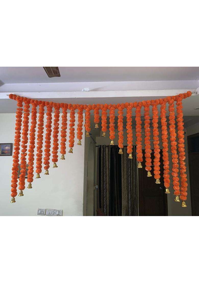 Sphinx Artificial Marigold Fluffy Flowers Grand Entrance Shamiyana Mandap Toran for Decoration Approx 6X 4Ft - Indya