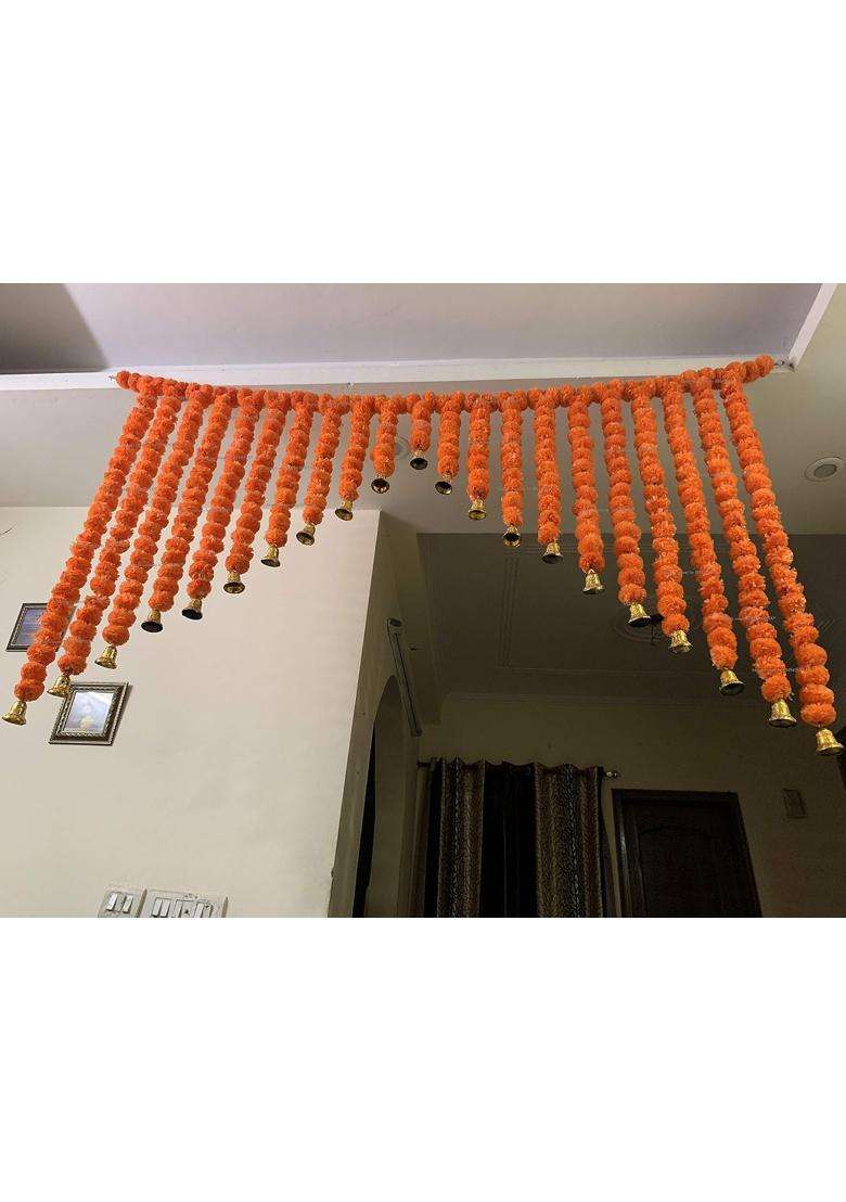 Sphinx Artificial Marigold Fluffy Flowers Grand Entrance Shamiyana Mandap Toran for Decoration Approx 6X 4Ft - Indya
