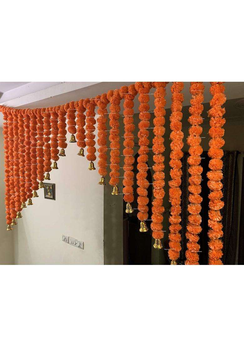Sphinx Artificial Marigold Fluffy Flowers Grand Entrance Shamiyana Mandap Toran for Decoration Approx 6X 4Ft - Indya