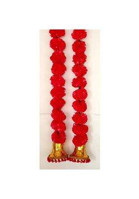 Prahll Artificial Marigold Flower Garlands Hanging Toran for Door and Wall with 3 Inch Golden Bell Pack of 2