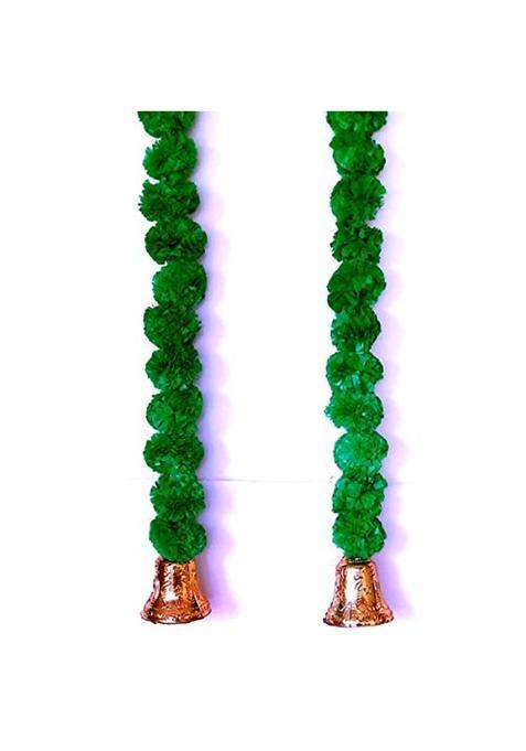 Prahll Artificial Marigold Flower Garlands Hanging Toran for Door N Wall with 3 INCH Golden Bell Green 6 60