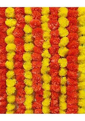BDS Creations Artificial Marigold Fluffy Flower Hanging Toran for Door and Wall Garlands 5 Feet Each Set of 3