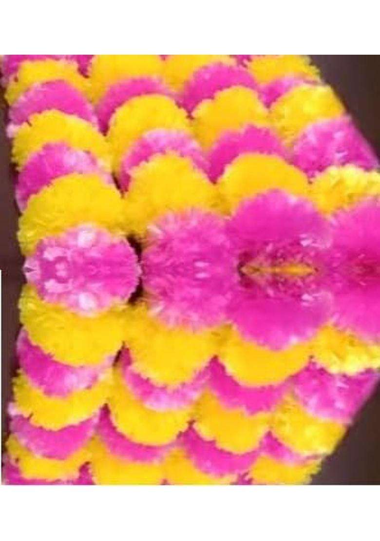 Brikshi Artificial Marigold Flowers for Decoration Long Marigold Garlands for Decoration Indian Genda Phool - Indya
