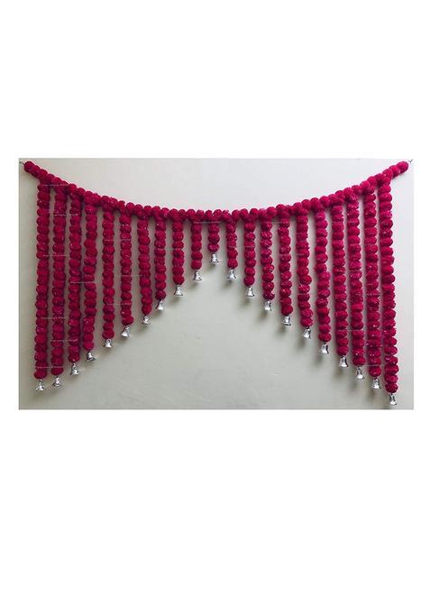 Sphinx Artificial Marigold Fluffy Flowers and Golden Silver Hangings Grand Entrance Shamiyana Mandap Toran