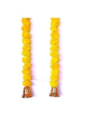 Prahll Artificial Marigold Flower Garlands Hanging Toran for Door N Wall with 3 INCH Golden Bell 10 60