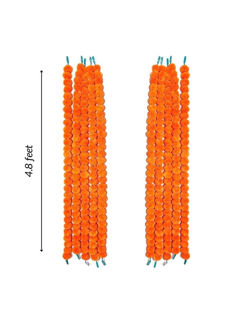 Dayal Ji Store Marigold Artificial Flower for Decoration Home Decor 20 String Orange - Indya