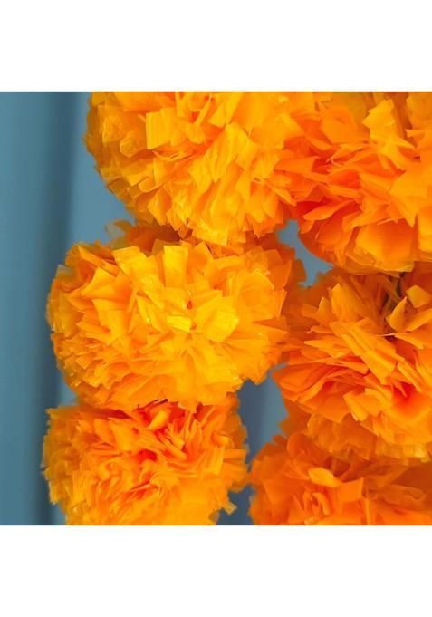 Dayal Ji Store Marigold Artificial Flower for Decoration Home Decor 20 String Orange
