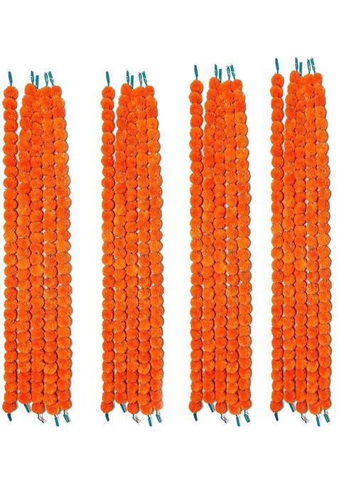 Yaayi Artificial Marigold Fluffy Flowers Garlands for Decoration 20 Orange