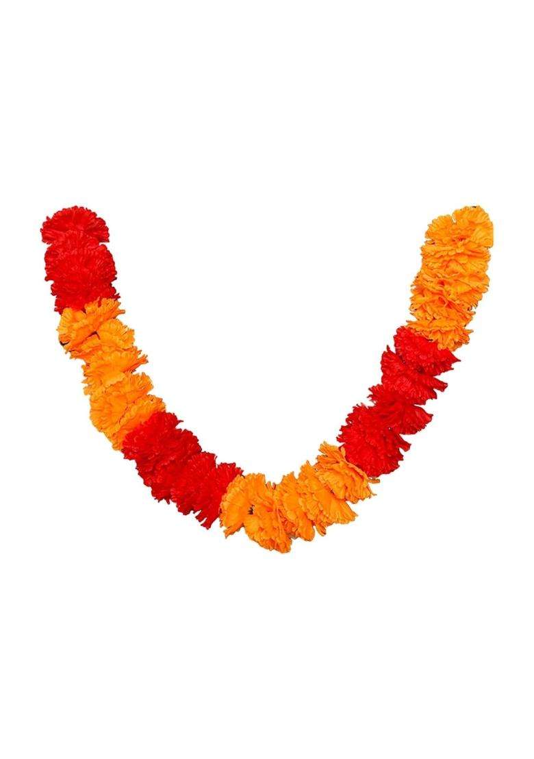 Enakshi Label Creations Marigold Garland Decor Artificial Marigold Flowers for Diwali Door Red Orange - Indya