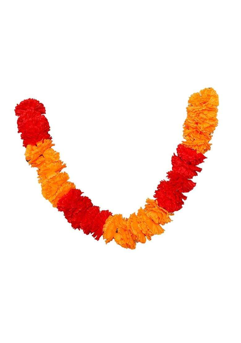 Enakshi Label Creations Marigold Garland Decor Artificial Marigold Flowers for Diwali Door Red Orange - Indya