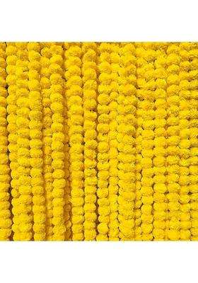 Red WIND 4 and Half Feet Yellow Color Artificial Marigold Garland Pcs Fluffy Marigold Flowers for Decoration
