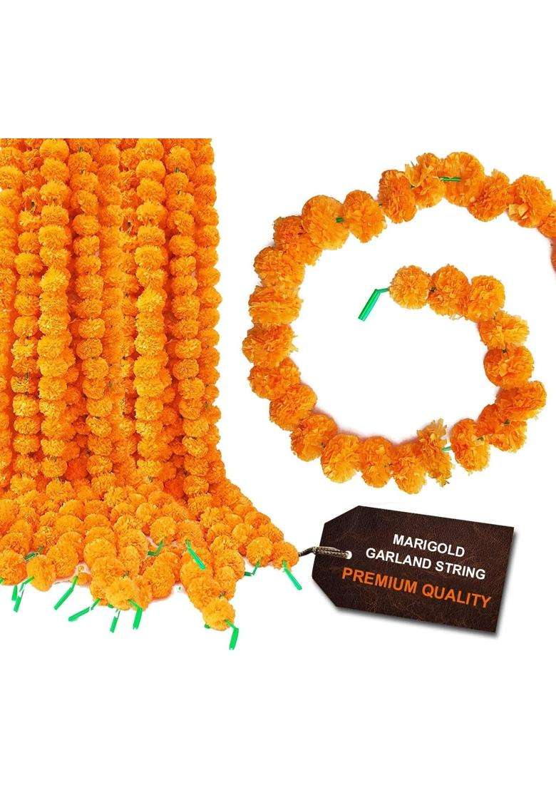 Just Flowers Marigold Flowers for Decoration Artificial Flowers for Decoration Pack of 20 - Indya