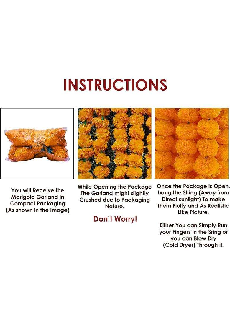 Just Flowers Marigold Flowers for Decoration Artificial Flowers for Decoration Pack of 20 - Indya