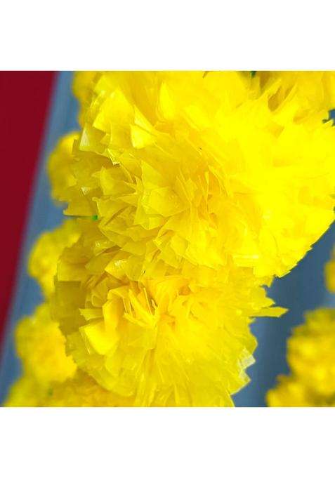 Dayal Ji Store Marigold Artificial Flower for Decoration Home Decor Garland Yellow 20 String