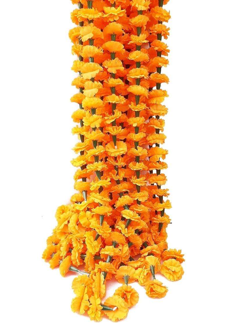 Sesonby Genga Ladi Marigold Flowers Strings Genda Phool Artificial Flowers for Decoration Diwali Set of 12 - Indya