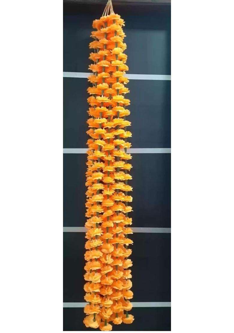 Sesonby Genga Ladi Marigold Flowers Strings Genda Phool Artificial Flowers for Decoration Diwali Set of 12 - Indya