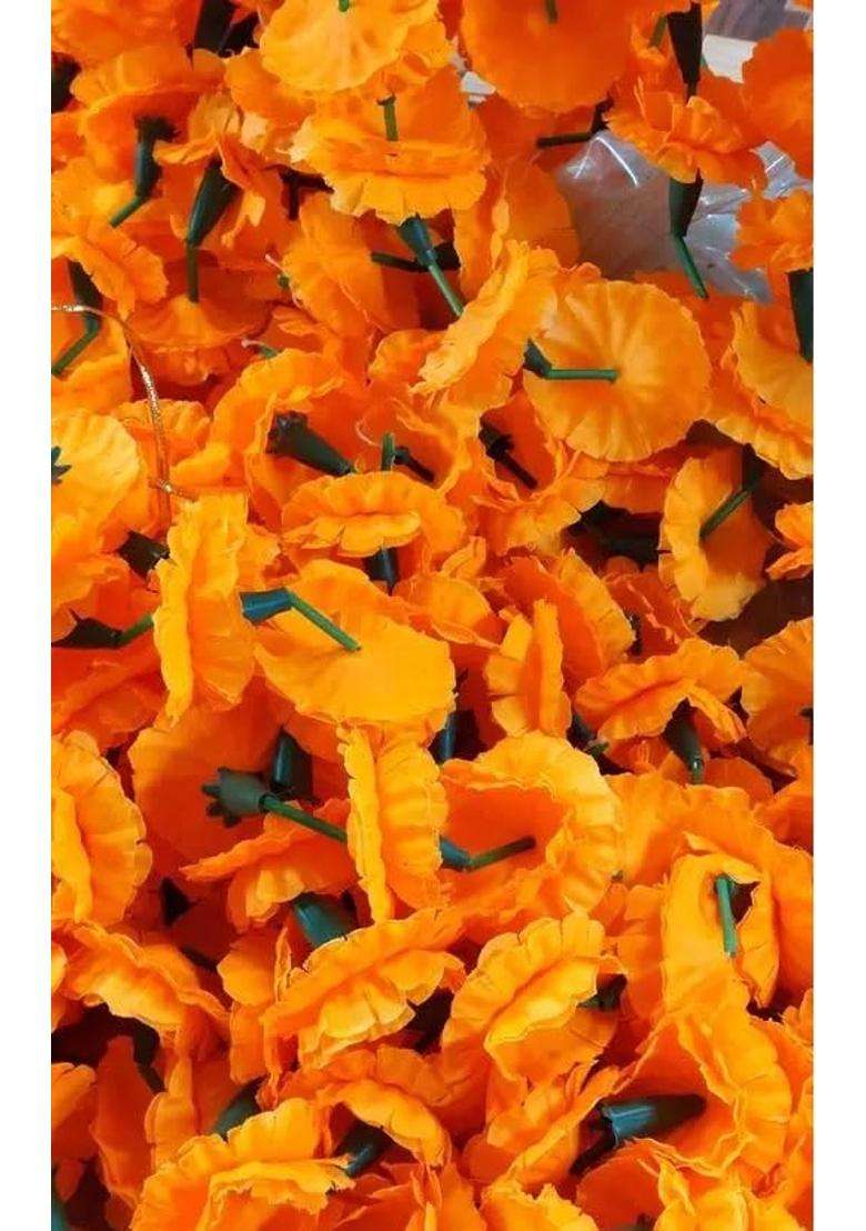 Sesonby Genga Ladi Marigold Flowers Strings Genda Phool Artificial Flowers for Decoration Diwali Set of 12 - Indya