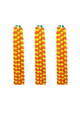 Decorhacks Artificial Fluffy Multi Marigold Flower Reusable Garland for Home Office Puja Wedding 5Ft
