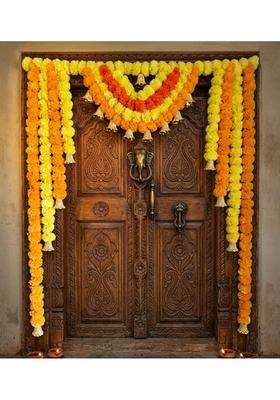 Sellplus Artificial Marigold Flower with Bell Bandhanwar Door Decoration Wedding Haldi Party Decor Diwali