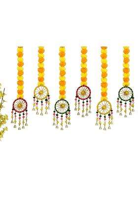 VNQ Handmade Artificial Marigold Fluffy Flowers Hanging for Home Wedding and Office Decoration