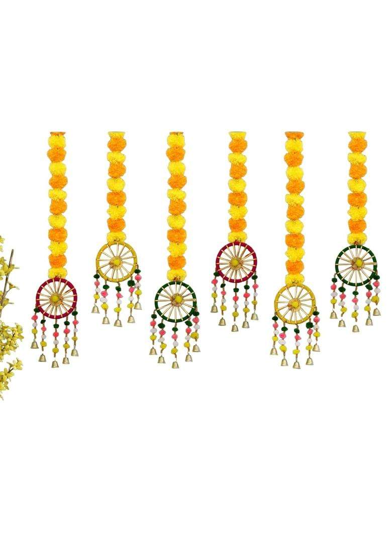 VNQ Handmade Artificial Marigold Fluffy Flowers Hanging for Home Wedding and Office Decoration - Indya