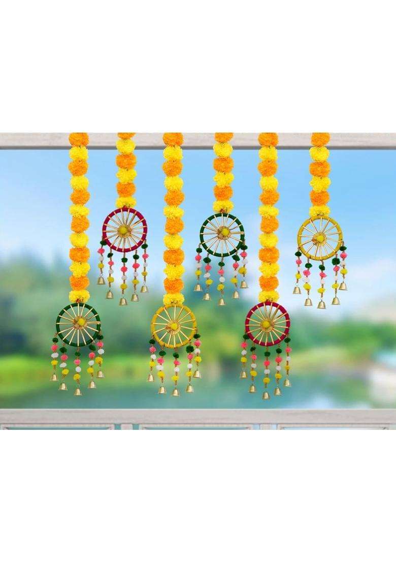 VNQ Handmade Artificial Marigold Fluffy Flowers Hanging for Home Wedding and Office Decoration - Indya