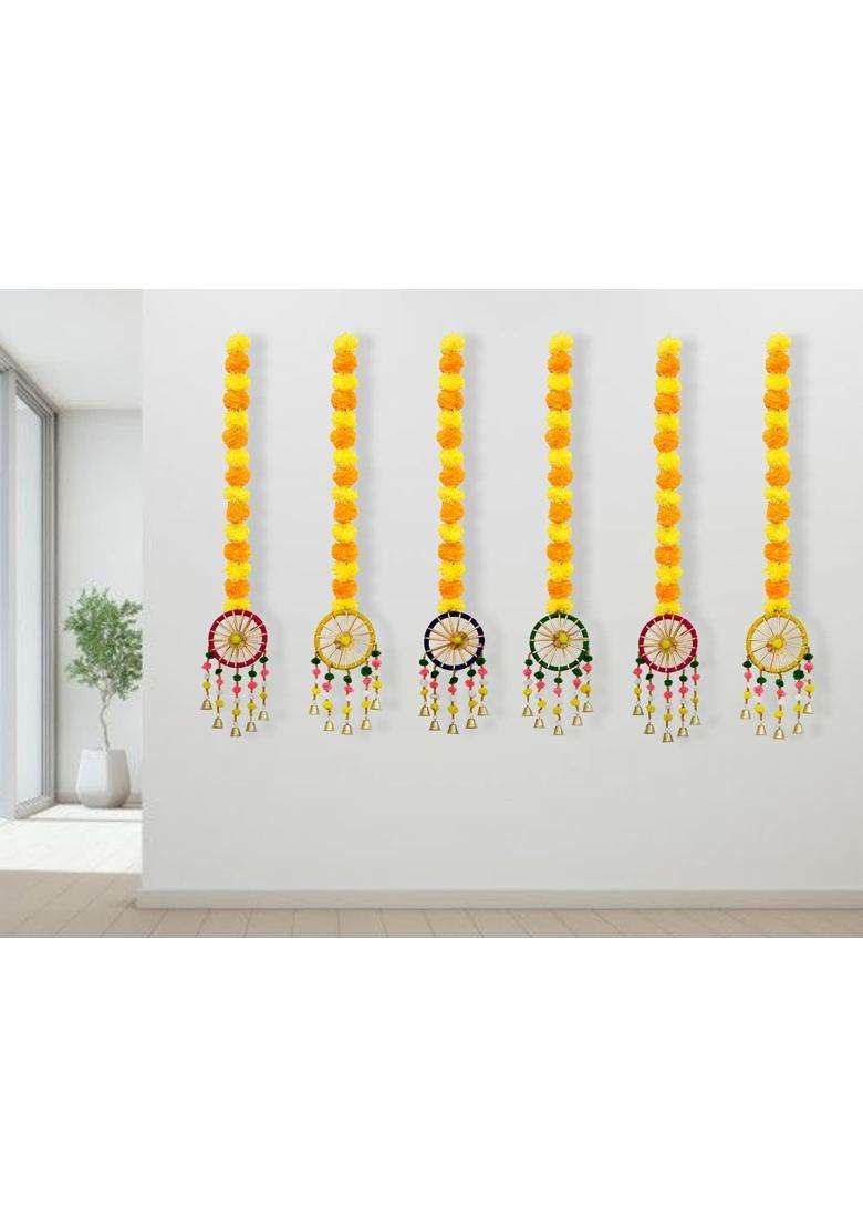 VNQ Handmade Artificial Marigold Fluffy Flowers Hanging for Home Wedding and Office Decoration - Indya