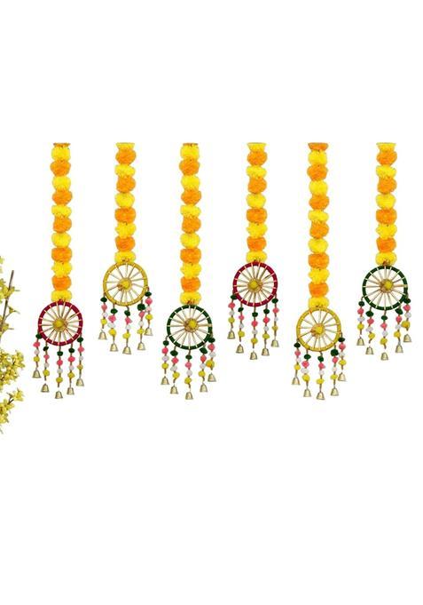 VNQ Handmade Artificial Marigold Fluffy Flowers Hanging for Home Wedding and Office Decoration